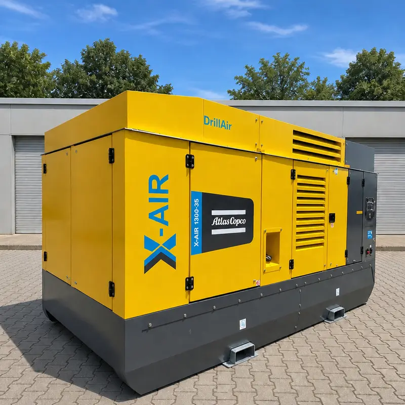 Atlas Copco X-Air 1300 35 Stor Mobil Diesel Kompressor 412kW 35Bar Boring Ekte